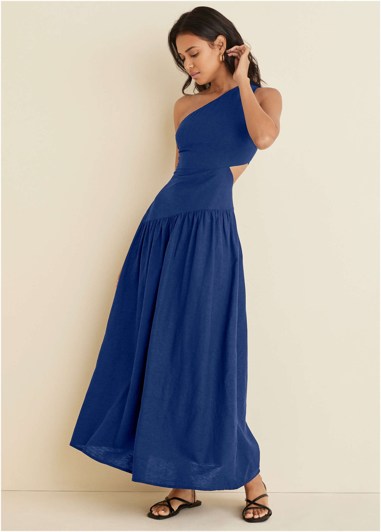 VENUS Linen Cutout Maxi Dress | Sodalite Blue