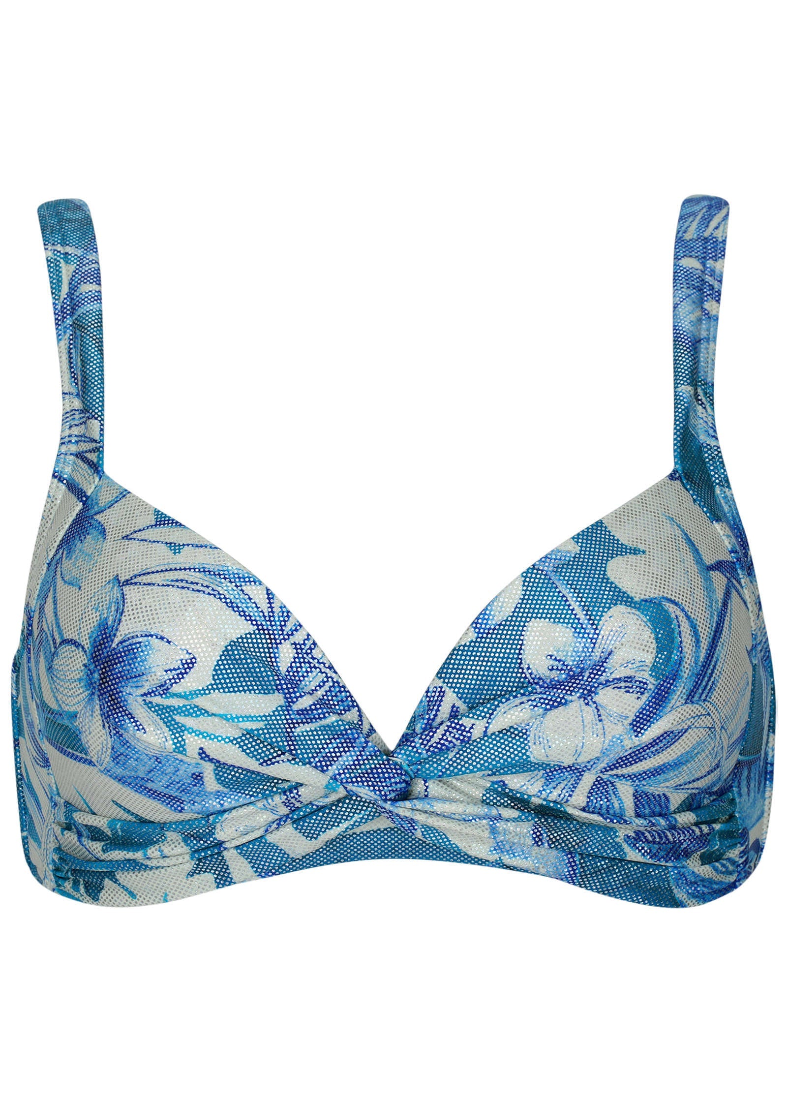Shine St Lucia Twist Front Top - Denim Botanical – VENUS