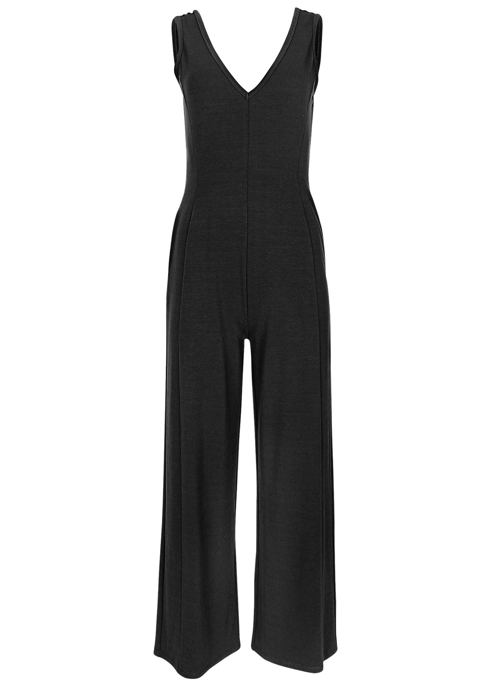Relaxed V-Neck Jumpsuit - Jet Black – VENUS