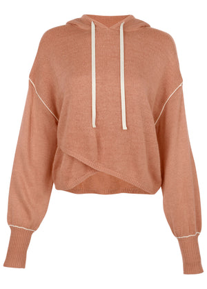 Contrast Stitch Hoodie - Dusty Rose - thumbnail-4
