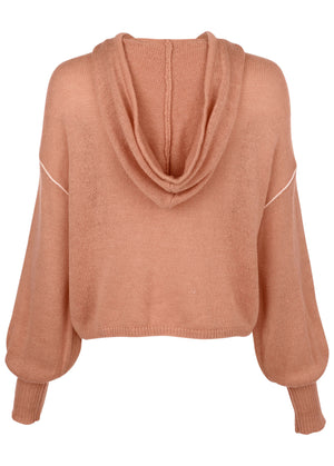 Contrast Stitch Hoodie - Dusty Rose - thumbnail-5