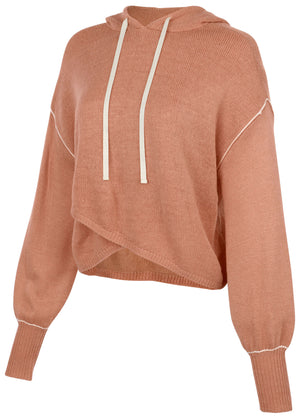 Contrast Stitch Hoodie - Dusty Rose - thumbnail-6
