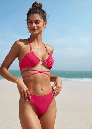 Honolulu Midi Bikini Bottom Raspberry
