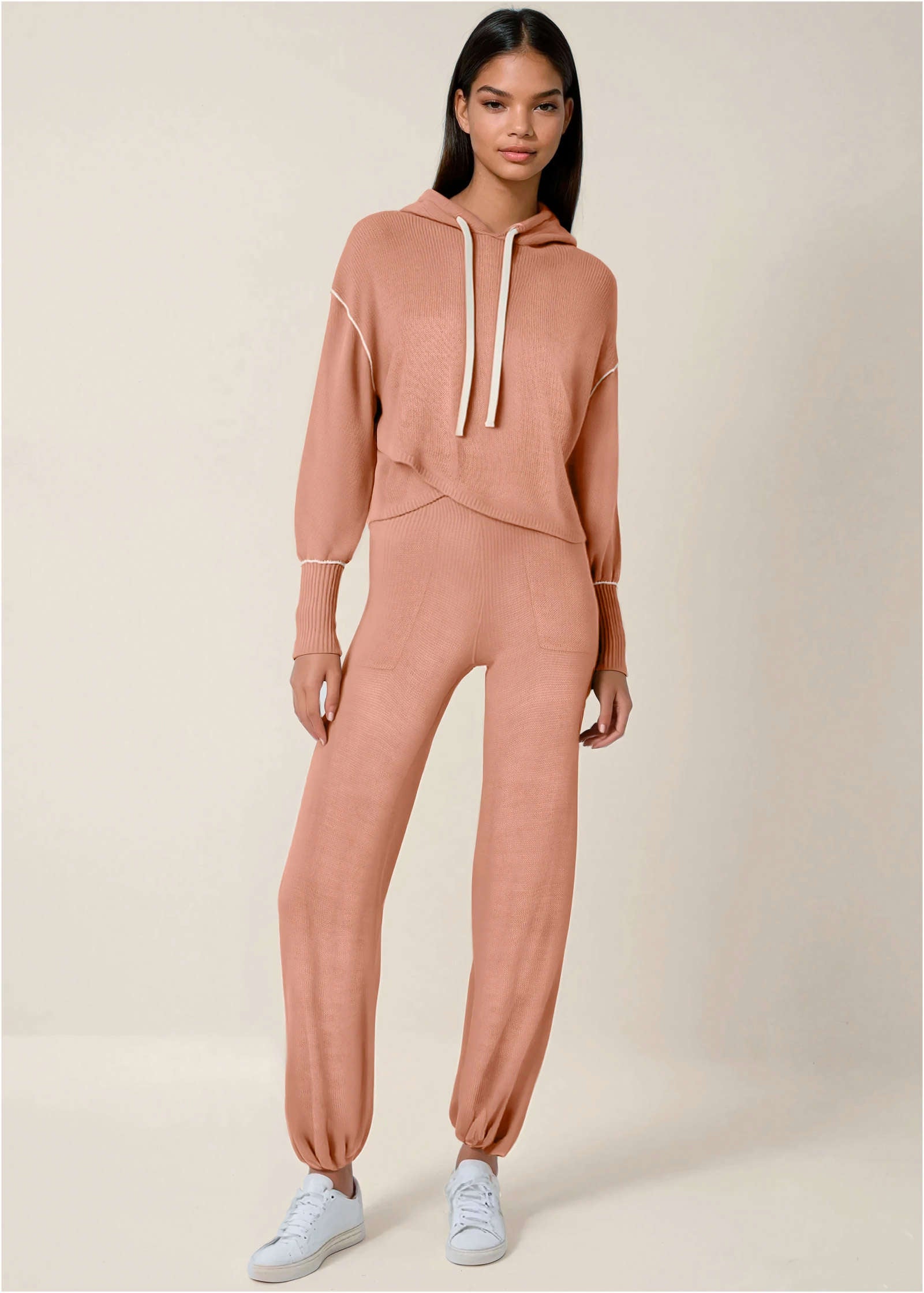Contrast Stitch Jogger - Dusty Rose