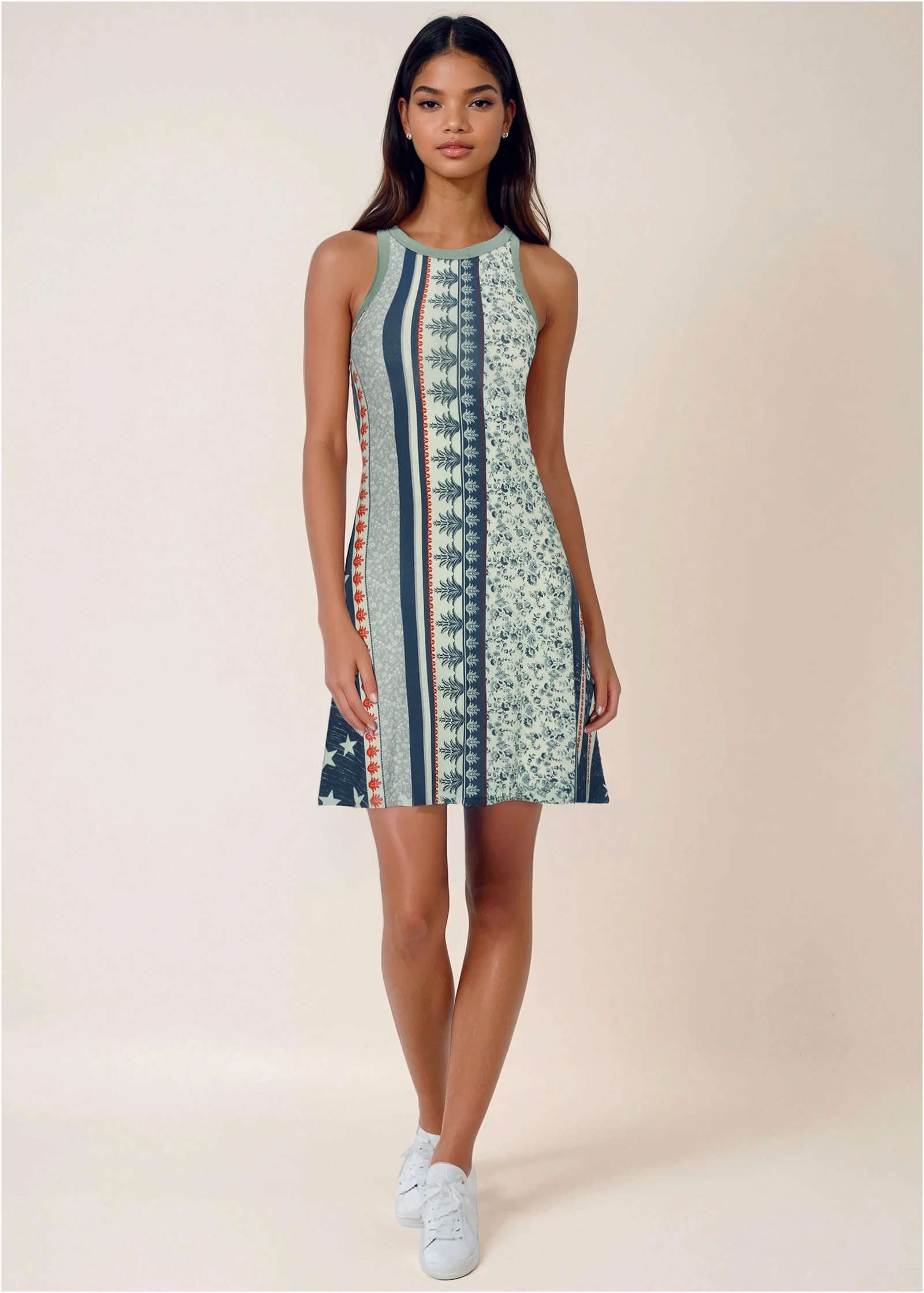 patterned fit and flare dress Empire Waist Floral 40505 Brighten your wardrobe with this charming lemon and floral print dress Painterly Floral Fit & Flare