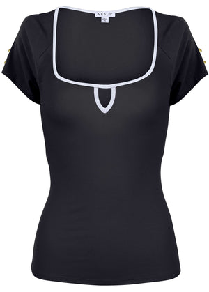 Button Detail Short Sleeve - Jet Black - thumbnail-1