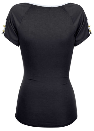 Button Detail Short Sleeve - Jet Black - thumbnail-2