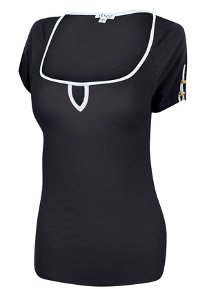 Button Detail Short Sleeve - Jet Black - thumbnail-3