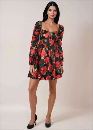 Corset Mini Dress - Antique Roses - thumbnail-2