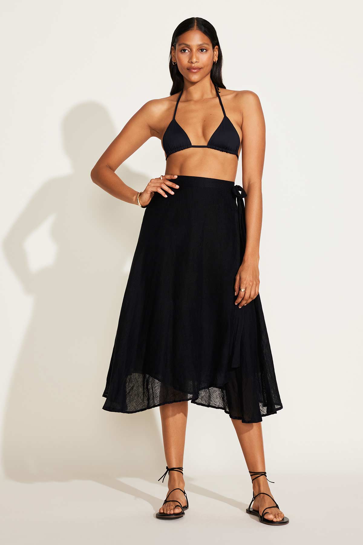 Lana Linen Wrap Skirt Black EcoLinen – VENUS