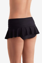 Back of black swim skirt