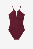 Dark red one-piece swimsuit
