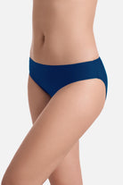 Side view of dark blue swim bottoms