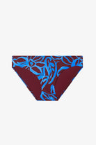 Brown and blue abstract printed swim bottoms