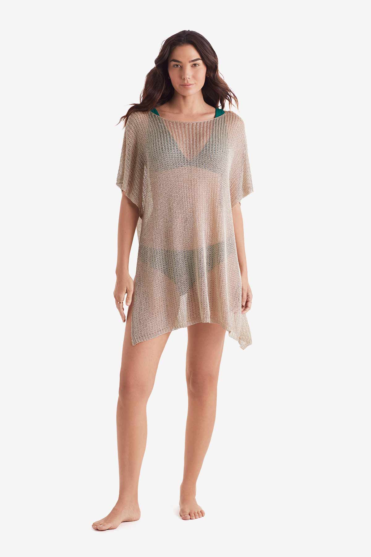 Mimi Flamingo Metallic Knit Lagoon Tunic – VENUS