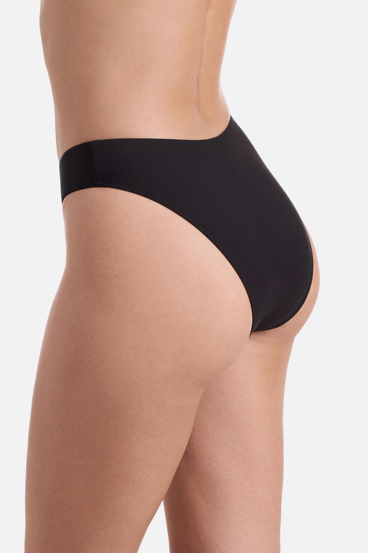 Back view of black swim bottoms