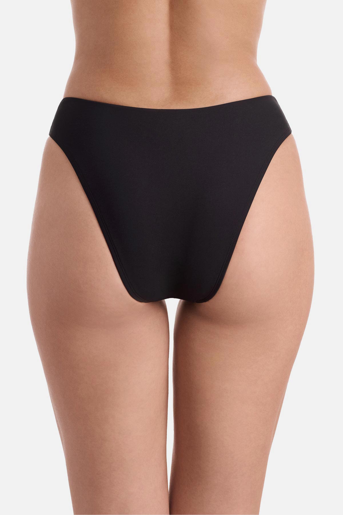 Back view of black swim bottoms