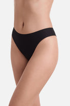 Side view of black swim bottoms
