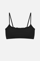 Black bralette swim top with frills