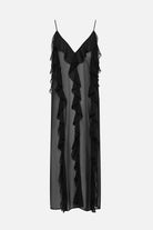 Black sheer ruffled swim dress cover up