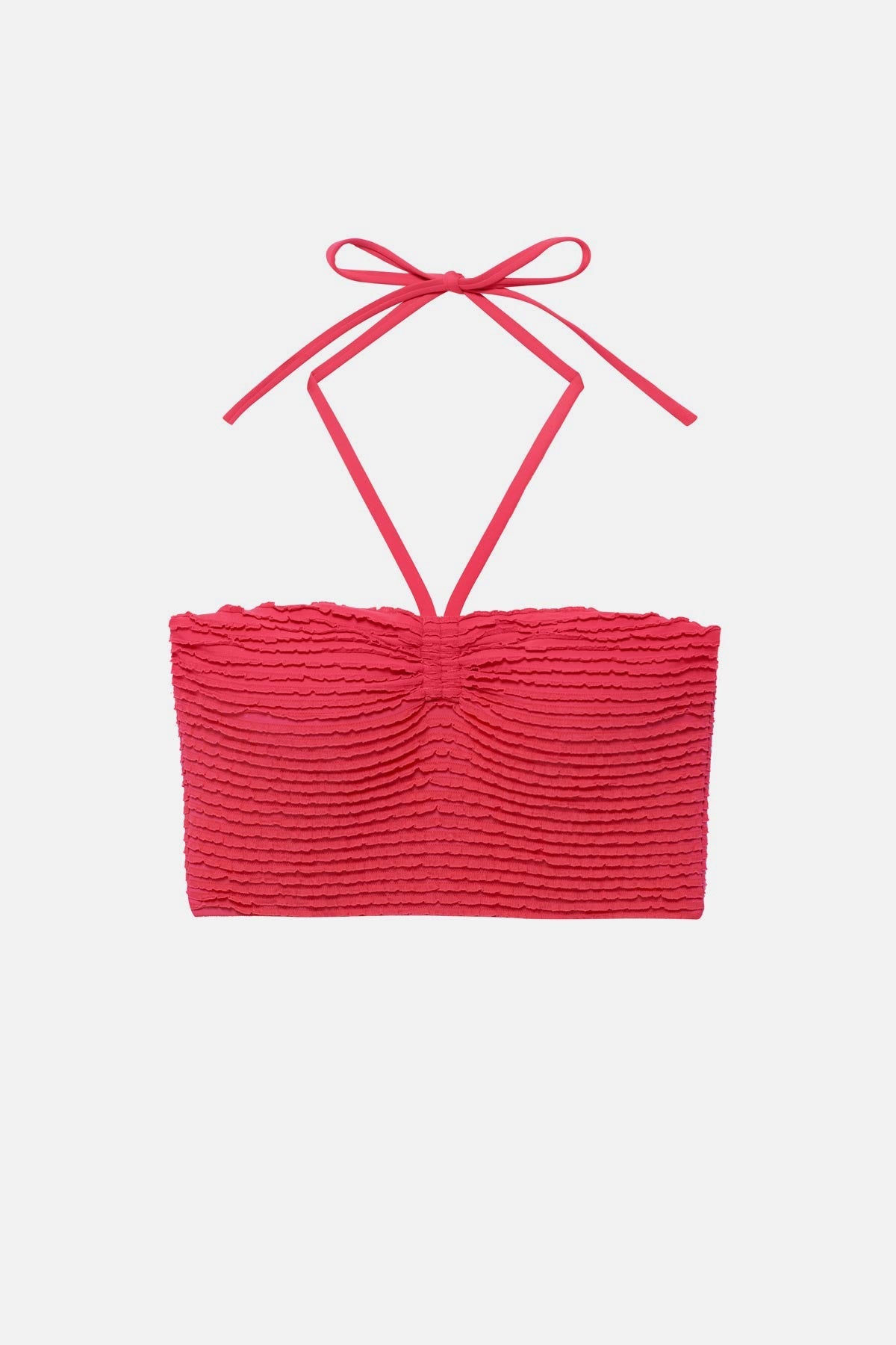 Coral colored midkini swim top