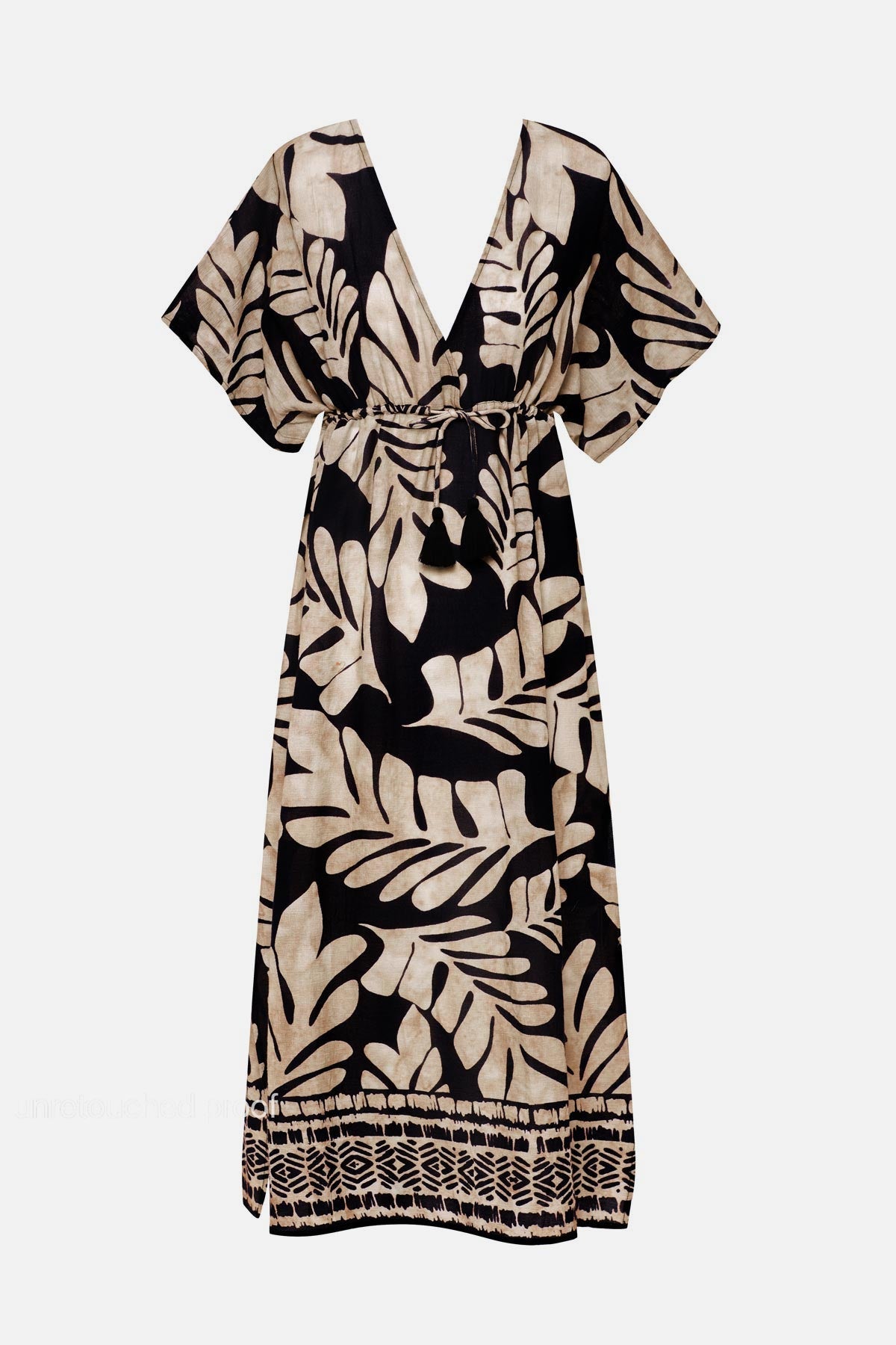 Black and tan palm leaf printed swim dress cover up