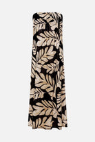 Black and tan palm leaf printed sleeveless swim dress cover up