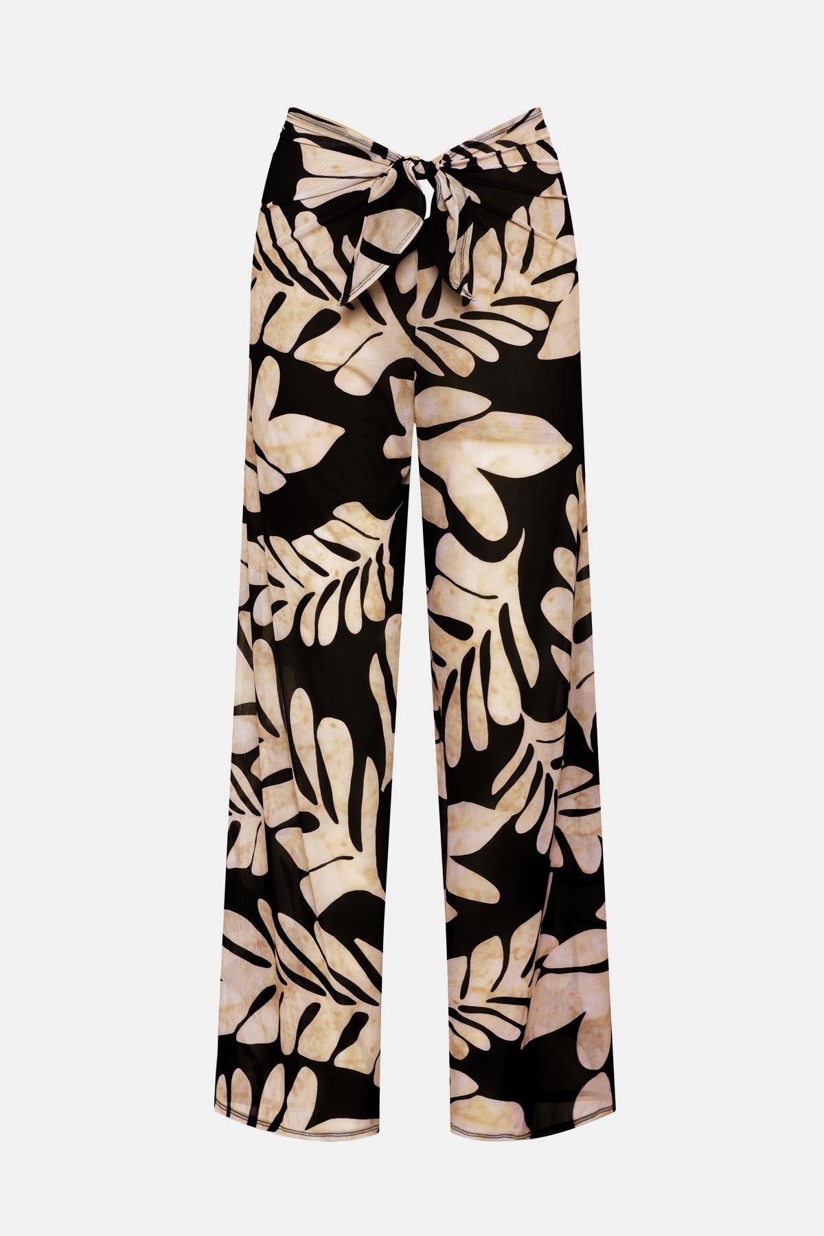 Black and tan palm leaf printed swim cover up pants