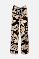 Black and tan palm leaf printed swim cover up pants