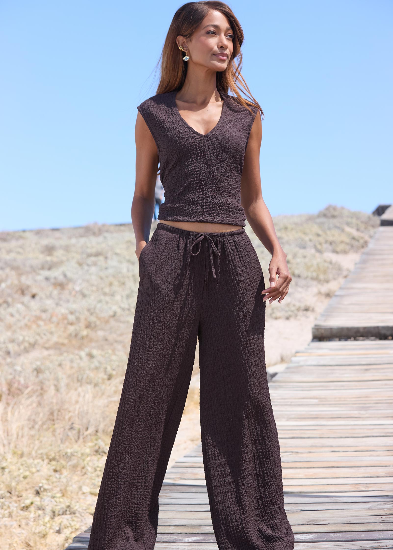 Venus Wide Leg Pant Brown – VENUS