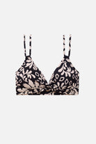 Black and white palm tree printed bikini top 