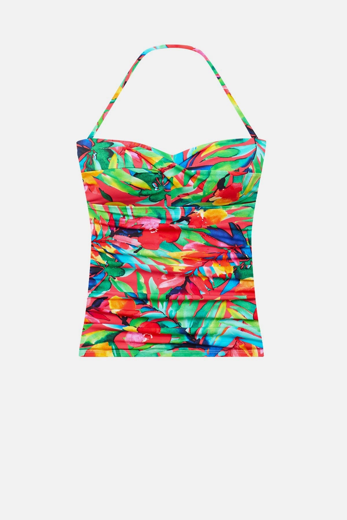 Multicolored abstract tropical printed tankini top