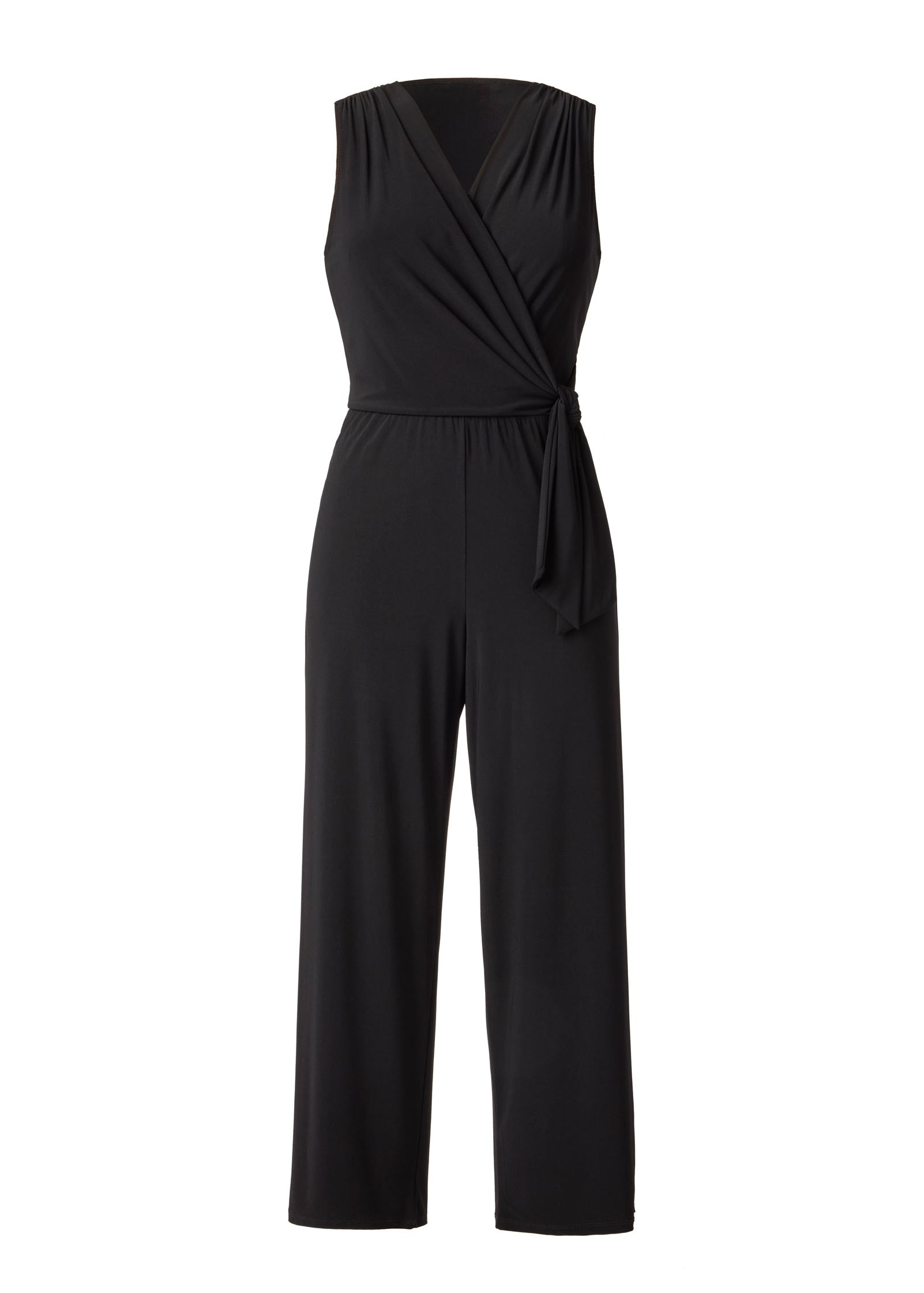 Venus Jersey Wrap Jumpsuit Jet Black – VENUS