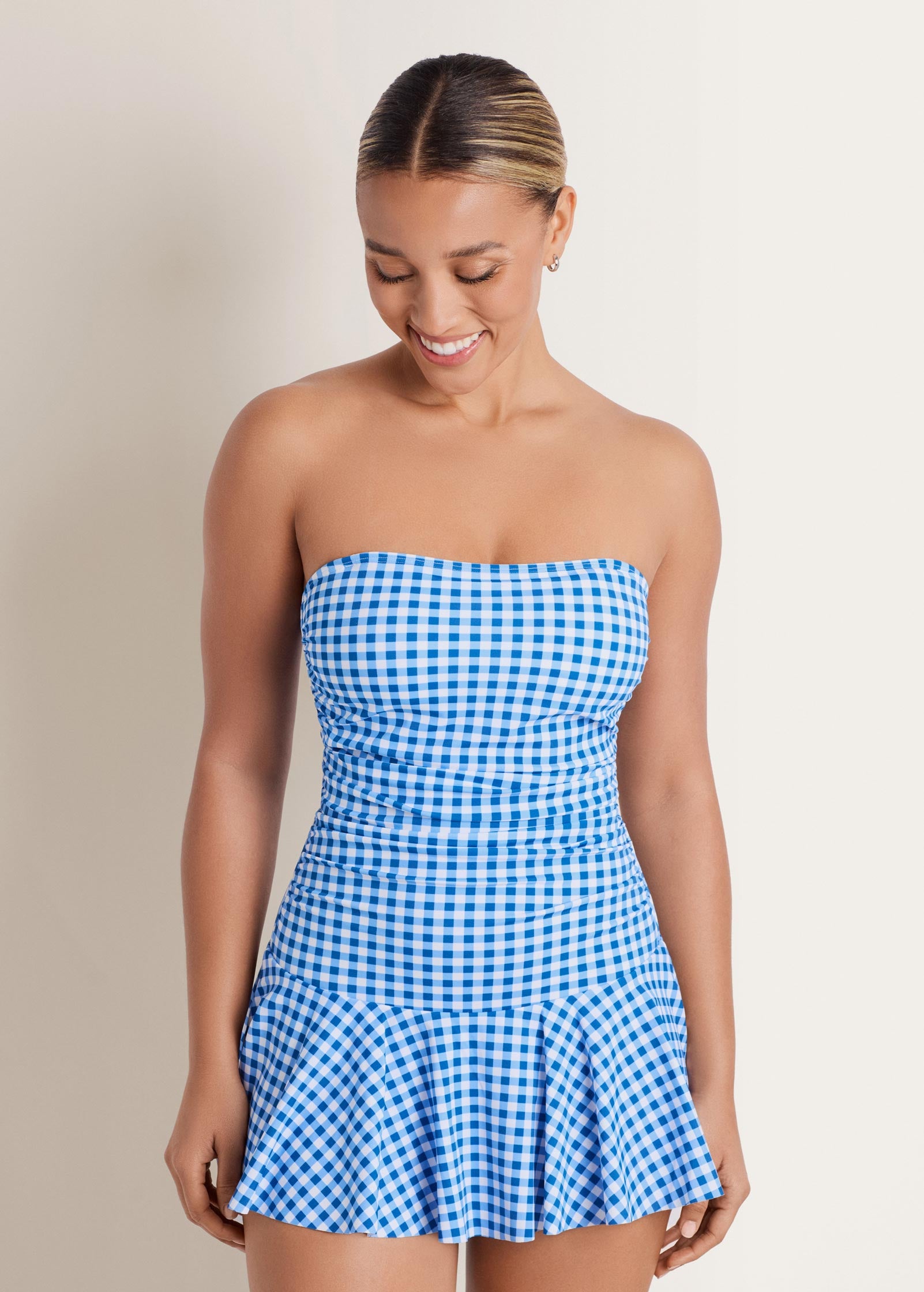 Venus Venice Skirted Swim Dress Blue Gingham – VENUS