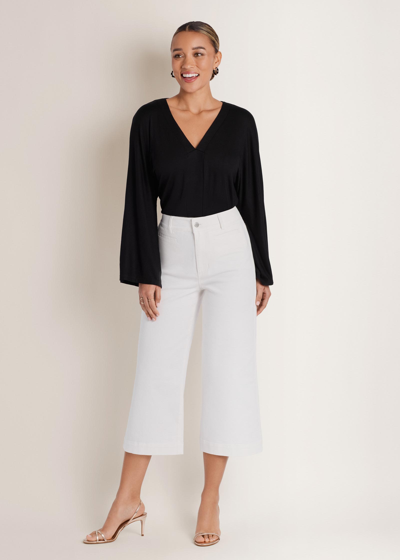 Venus Sofia Wide Leg Crop Jean White Denim – VENUS