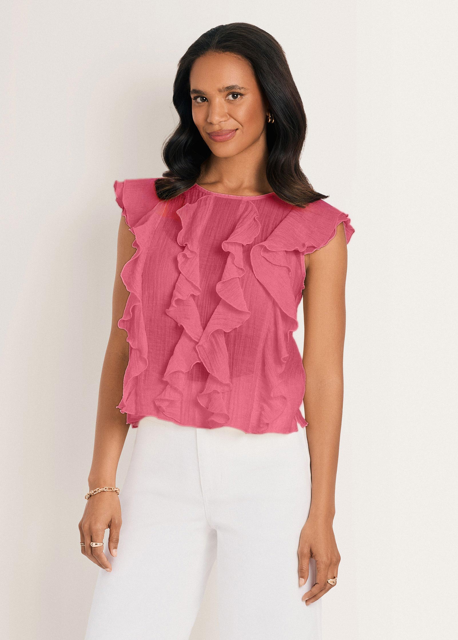 Venus Ruffle Front Top Rosewood – VENUS
