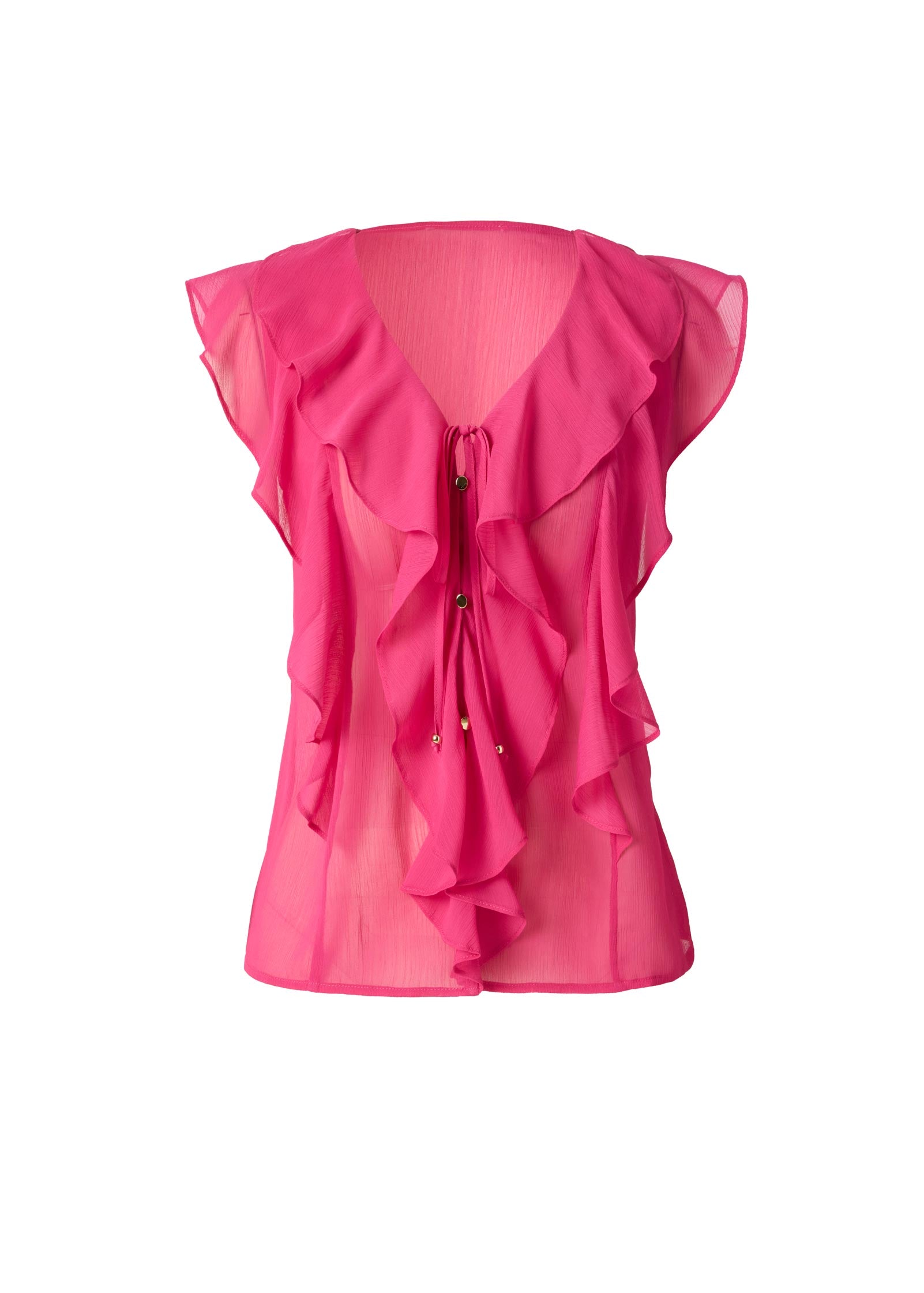 Venus Tie-Front Ruffle Top Fuchsia – VENUS