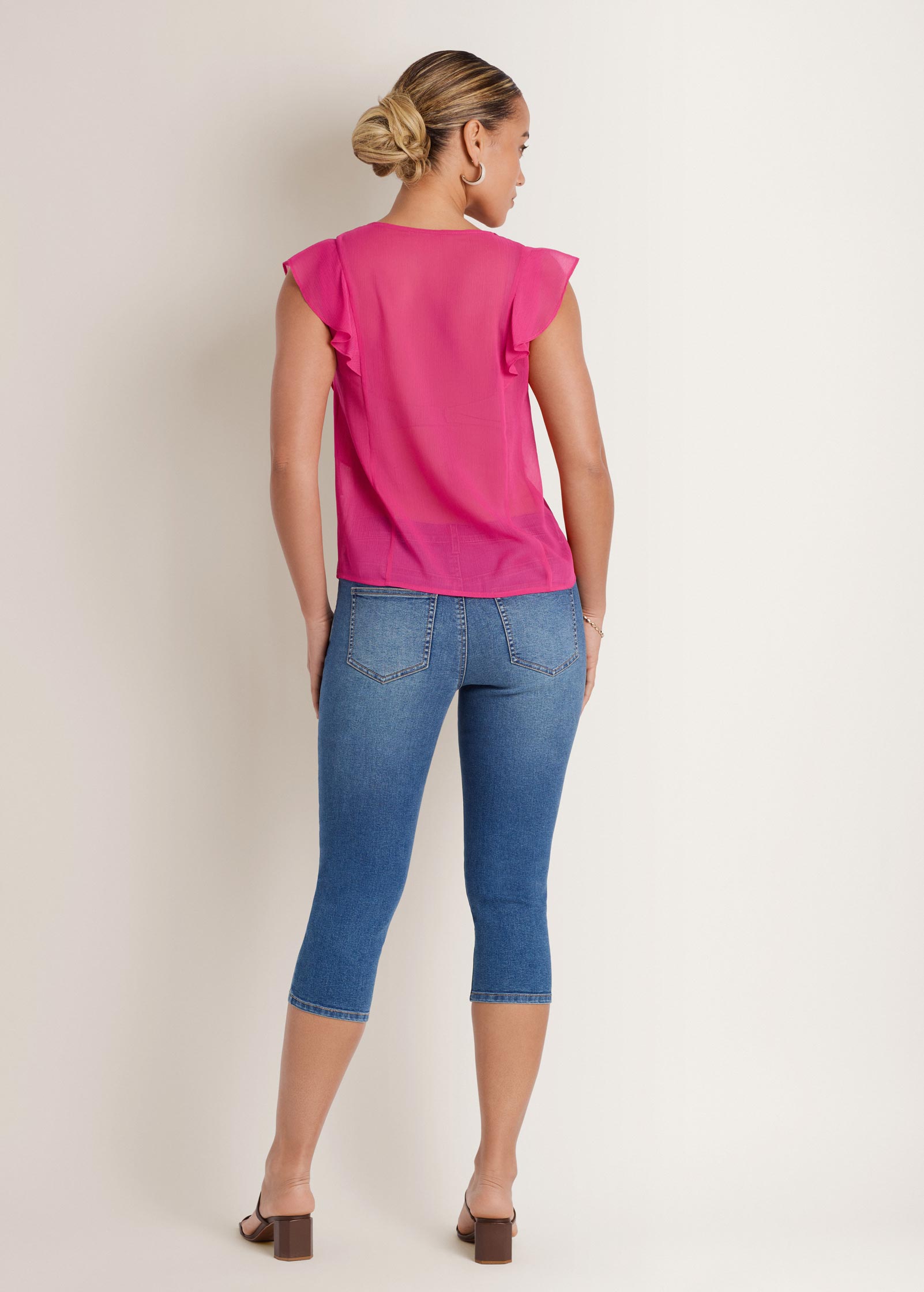 Venus Tie-Front Ruffle Top Fuchsia – VENUS