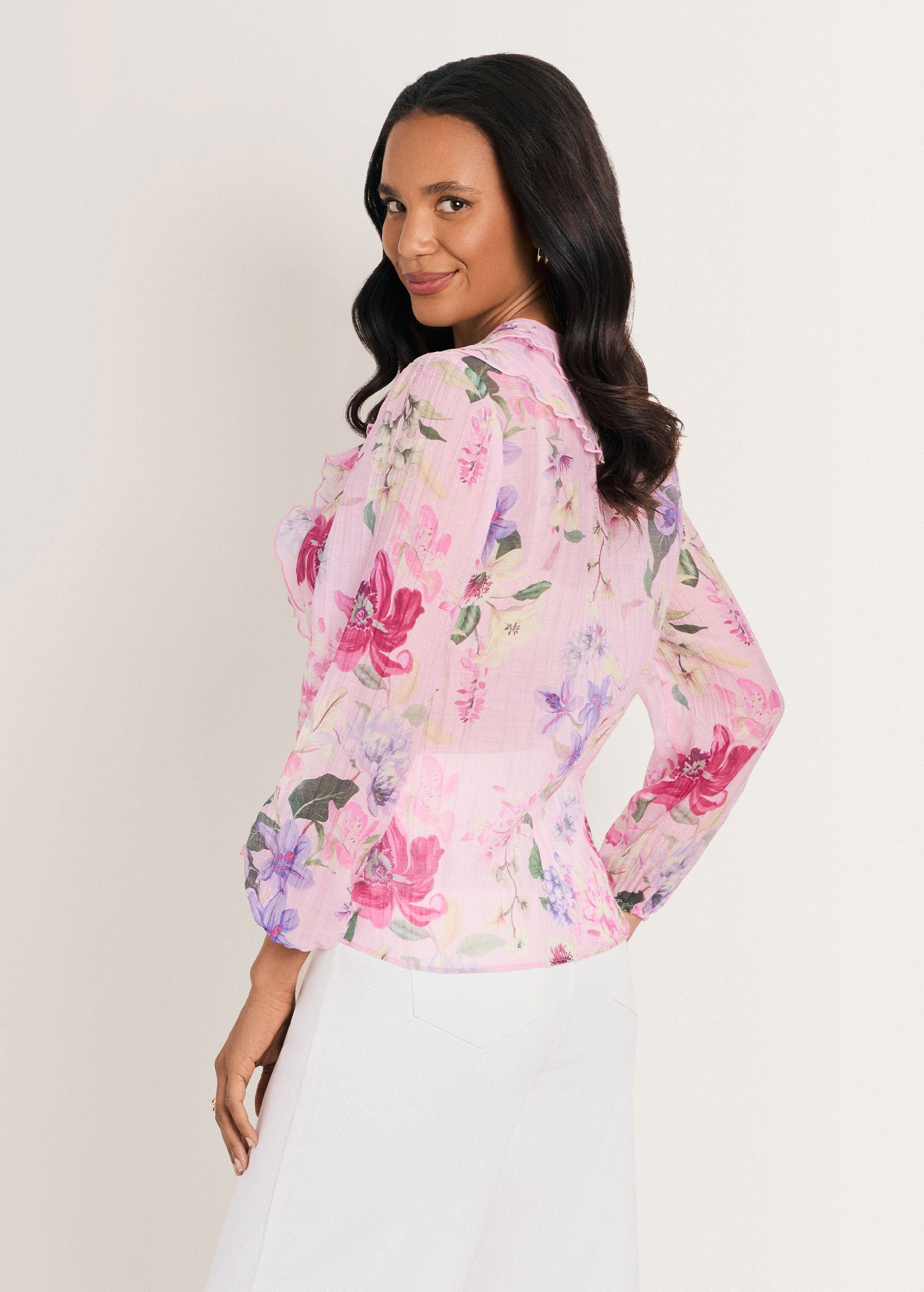 Venus Ruffle Front Top Jacobian Floral – VENUS