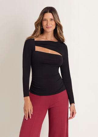 トップス BEEDEN CUTOUT TOP Venus Long Sleeve Cutout Top Jet Black – VENUS