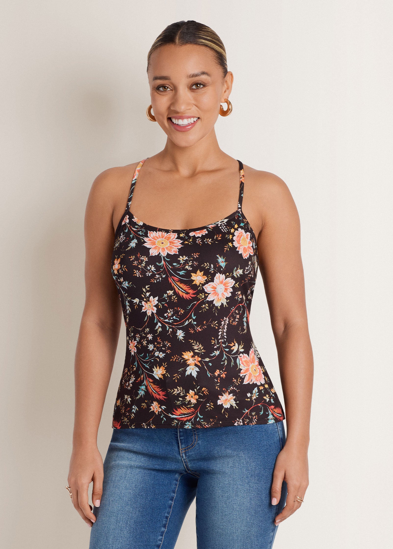 Venus Back Detail Printed Tank Black Multi – VENUS