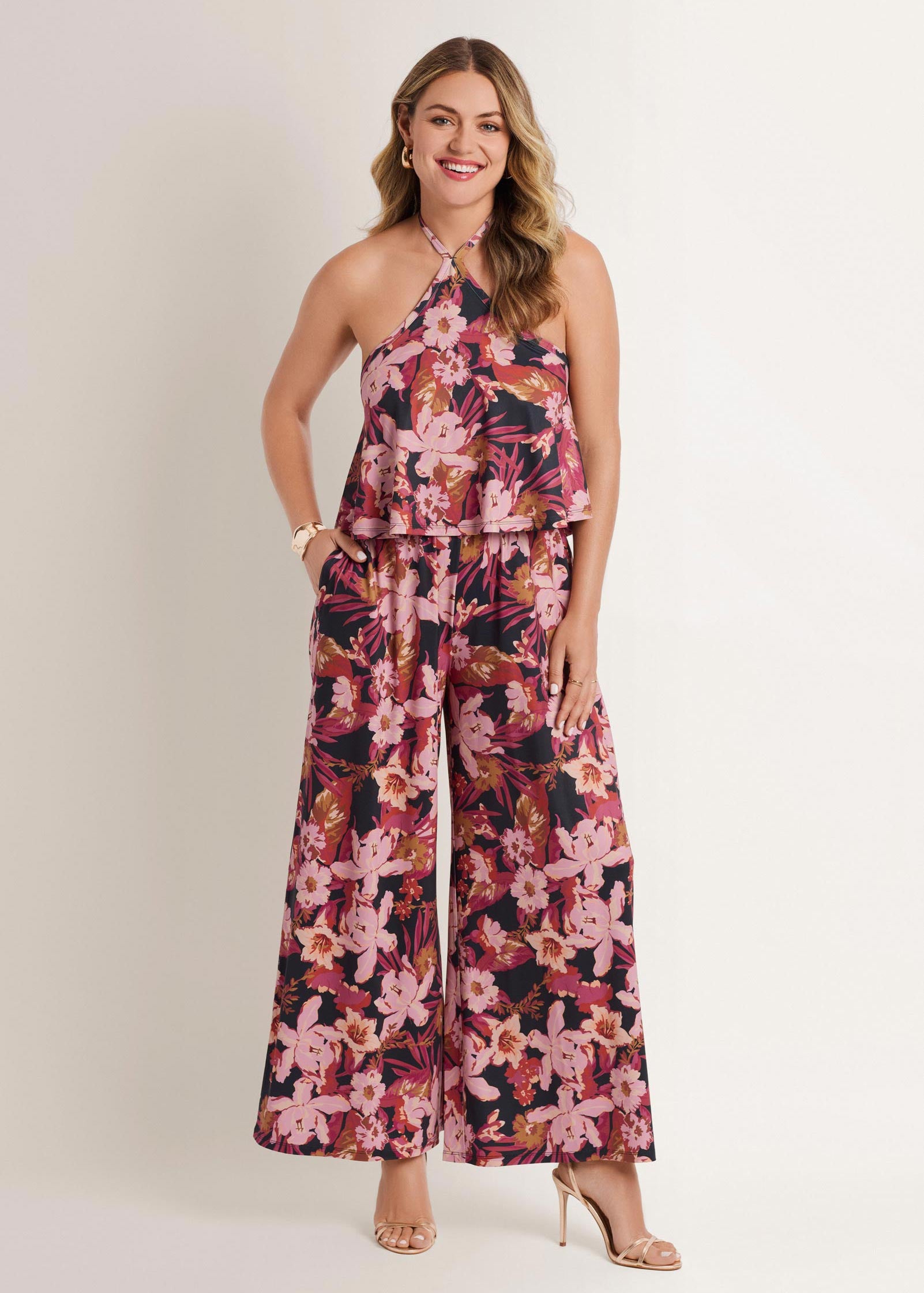 Venus Cross Neck Jumpsuit Library Lilies – VENUS