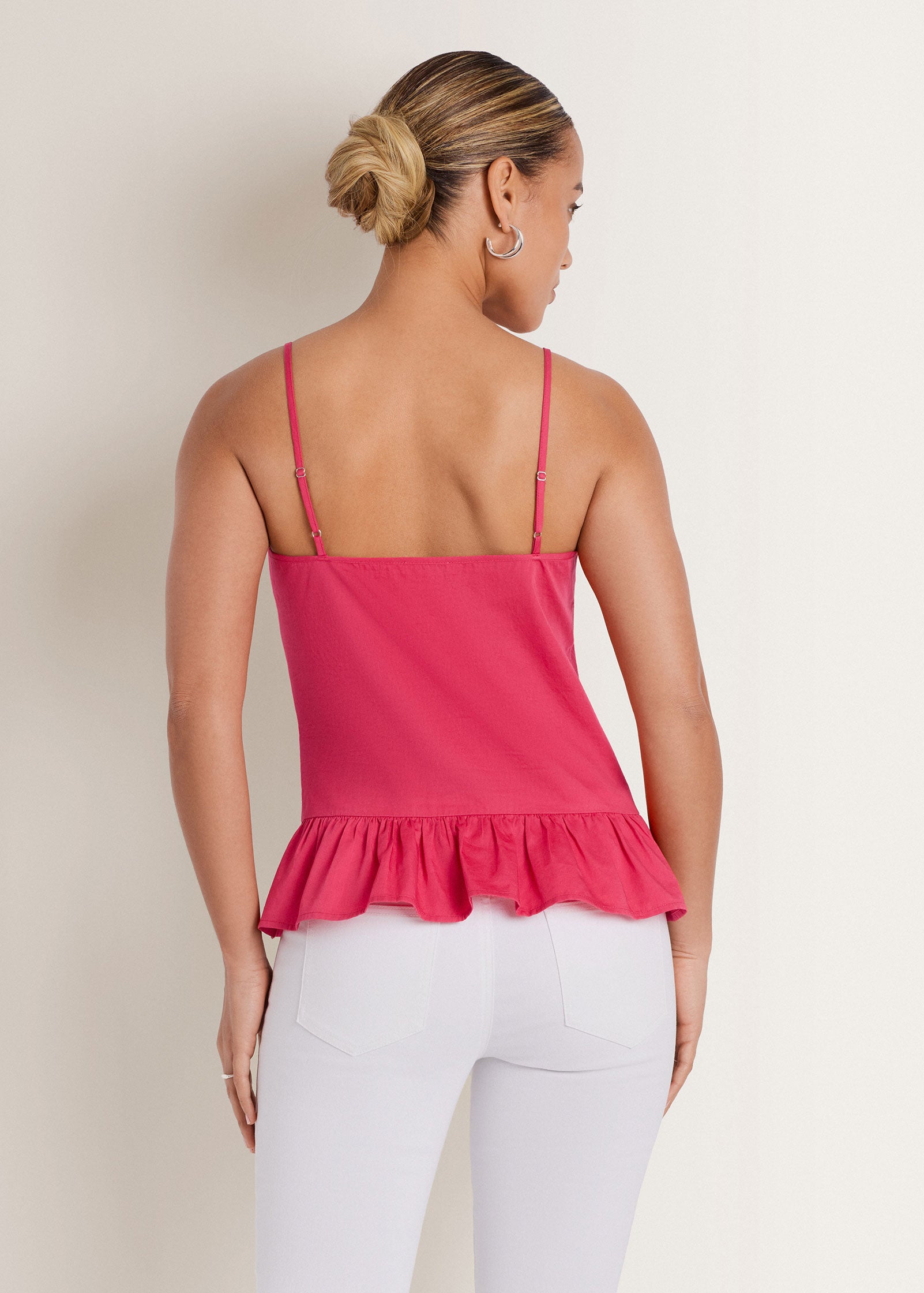 Venus Cotton Lawn Ruffle Hem Peplum Top Rose Red – VENUS