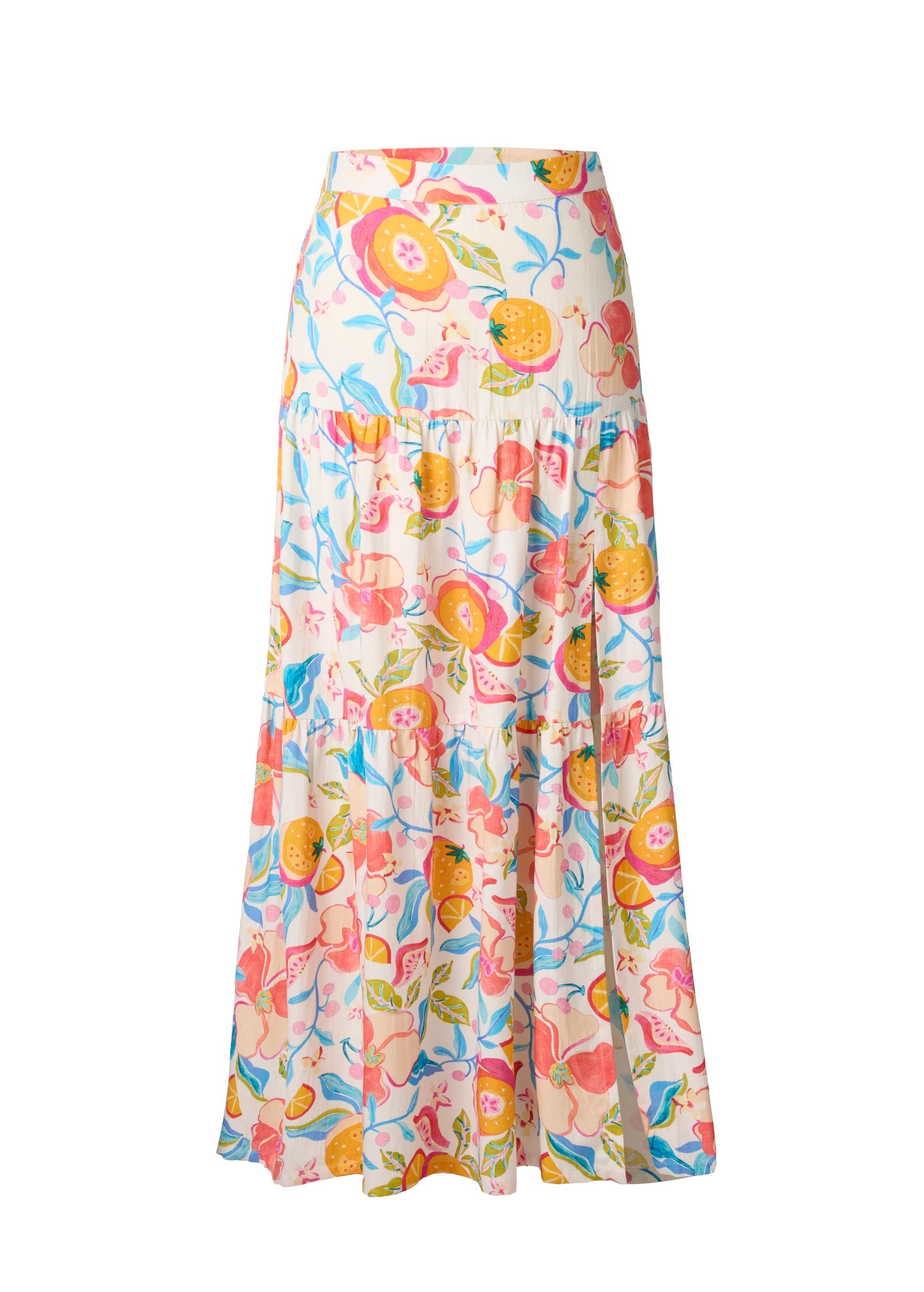 Venus Linen High Slit Skirt Soft Citrus Floral – VENUS