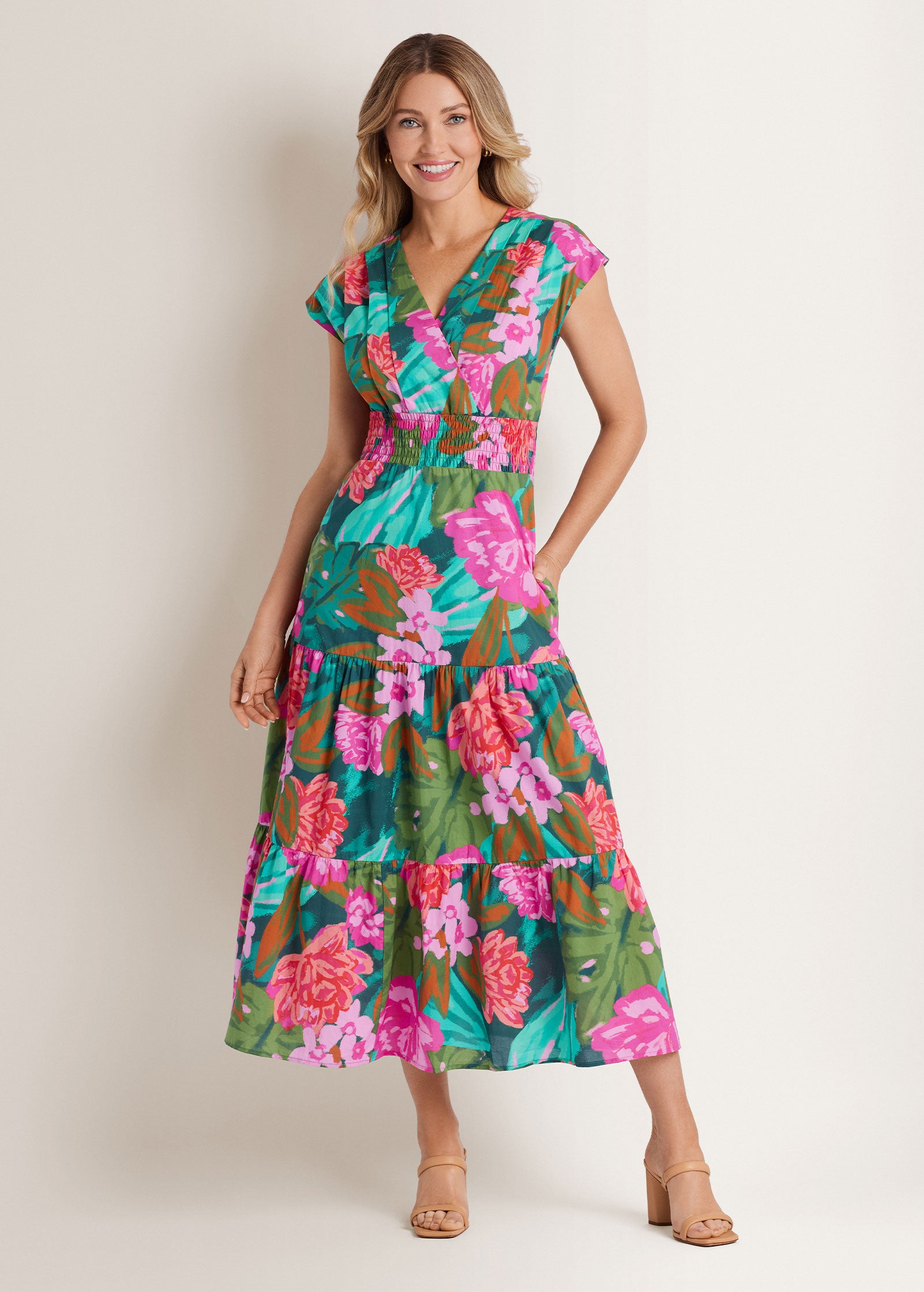 VENUS Smocked Waist Maxi Dress | Tropic Bouquet