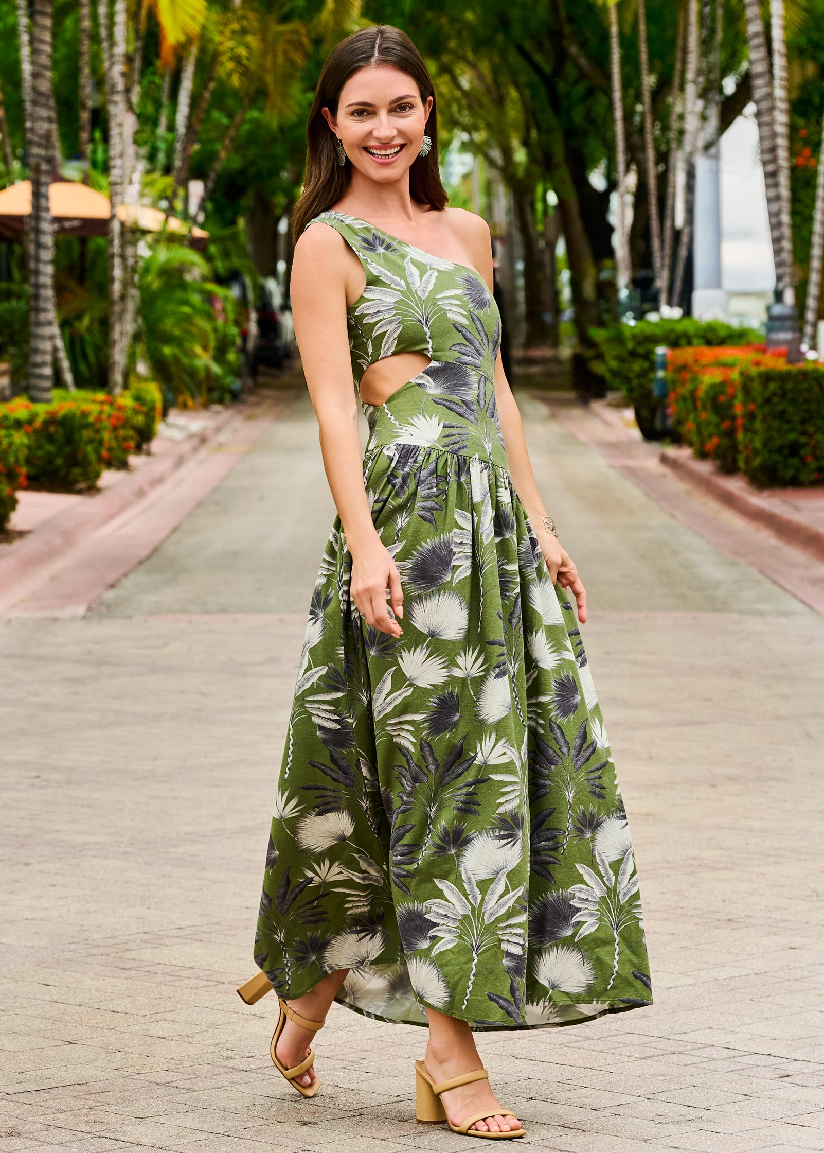 Venus Linen Cutout Maxi Dress Palm Oasis – VENUS