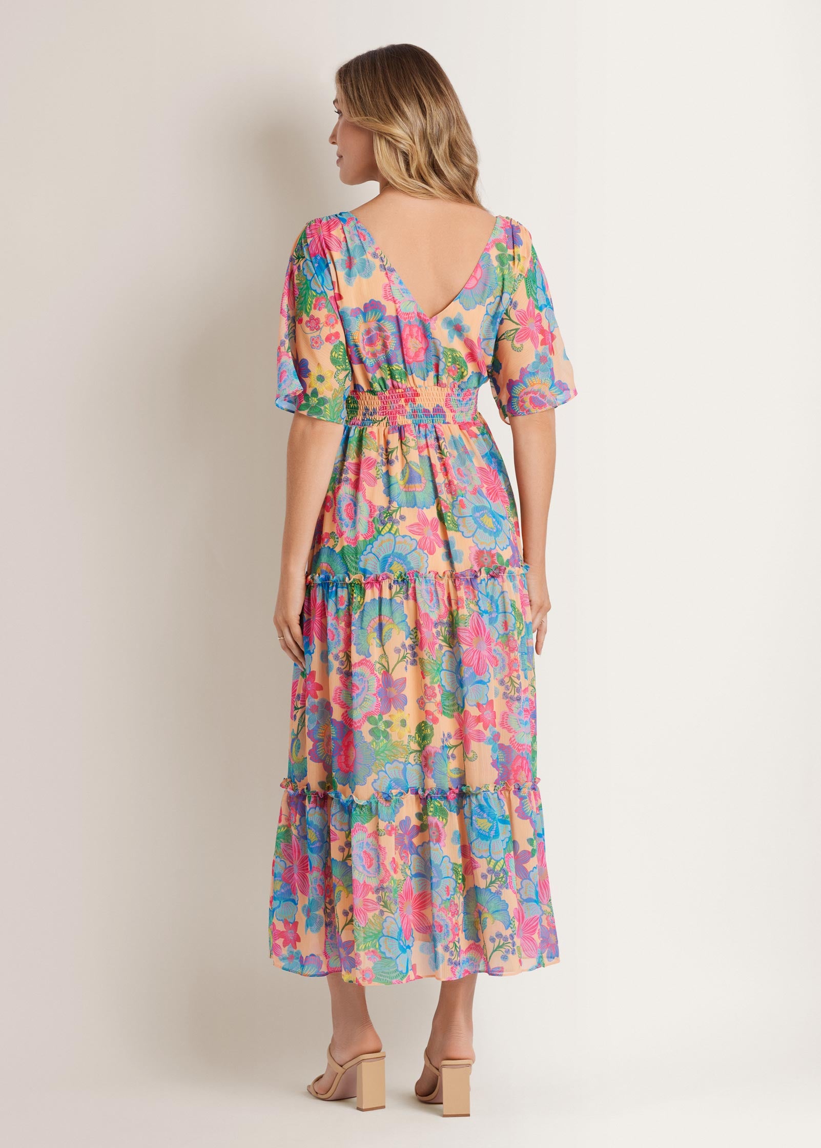 Twist Front Maxi Dress - Exotic Shadow Floral | VENUS Fashion