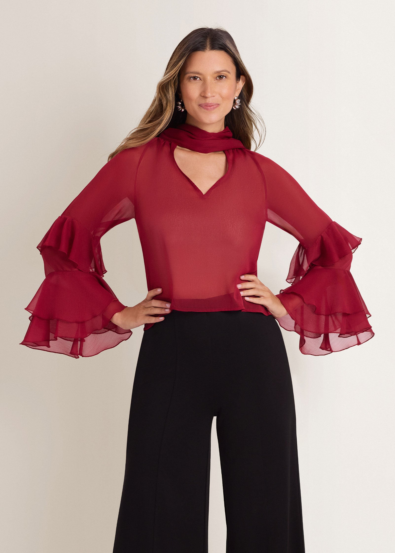 Venus Cotton Lawn Ruffle Hem Peplum Top Rose Red – VENUS