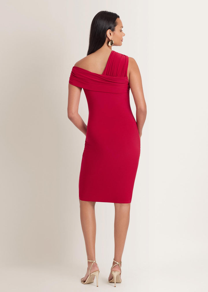 Red Bandage Dress: Cross-Neck Bodycon