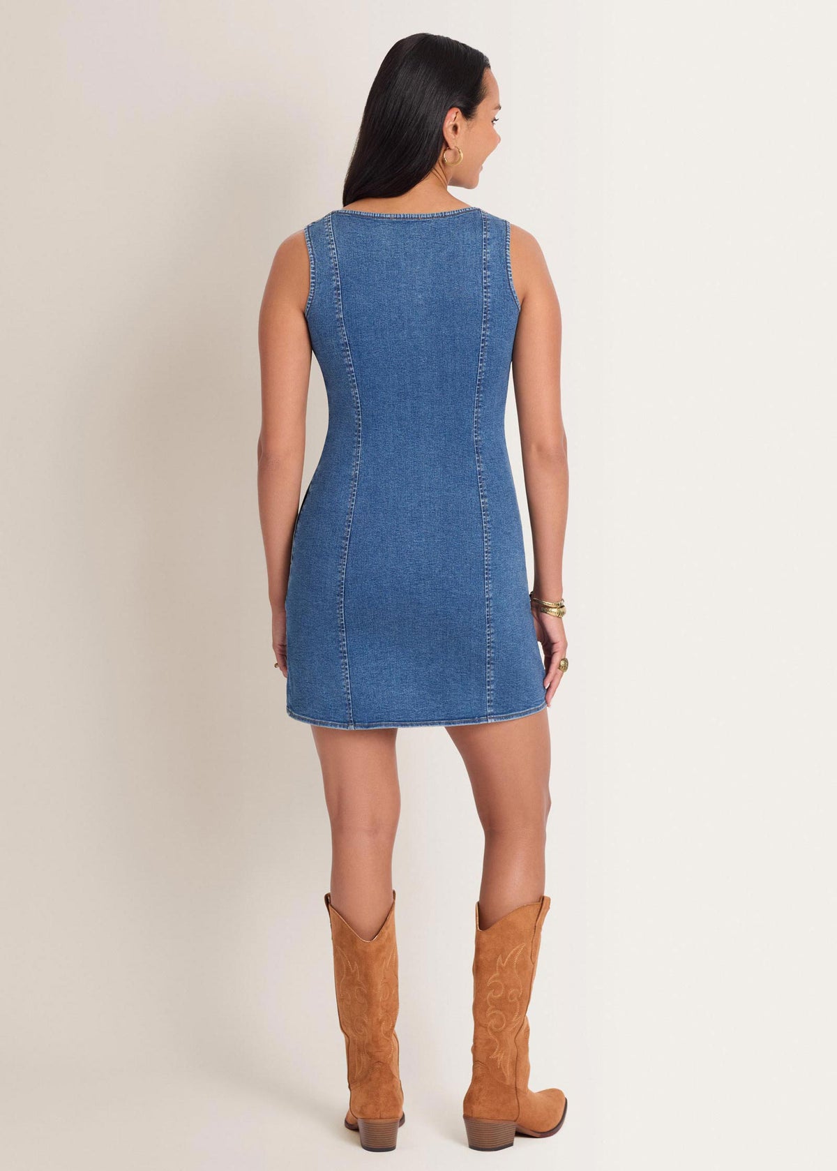 plus size denim peplum dress VENUS | Medium Wash Mother's_day_edit This midi dress fits A-line Illusion Lace Long Color:As-picture